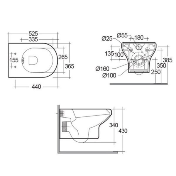 RAK Compact Rimless Back To Wall Toilet With Soft Close Seat - White - Image 3