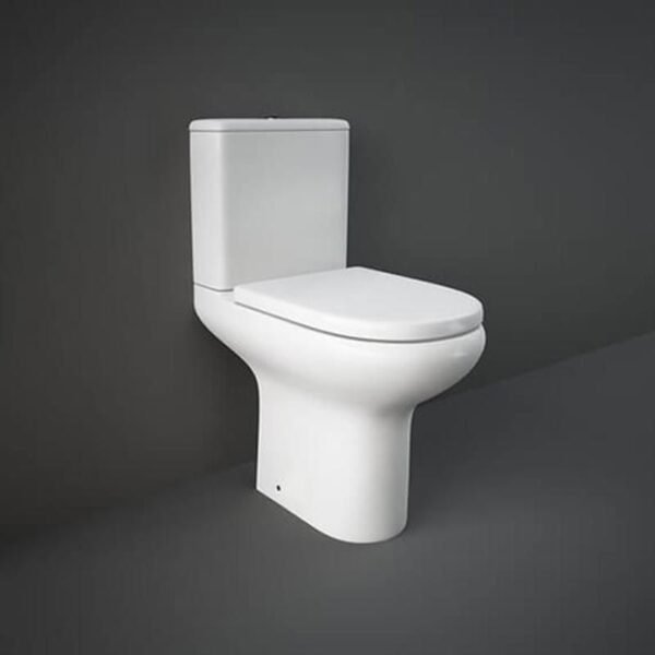 RAK Compact Rimless Open Back Comfort Height Close Coupled Toilet With Soft Close Seat - White