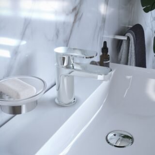 RAK Compact Round Mono Basin Mixer Tap With Waste - 1 TH - Chrome - Image 2