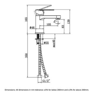 RAK Compact Round Mono Basin Mixer Tap With Waste - 1 TH - Chrome - Image 4