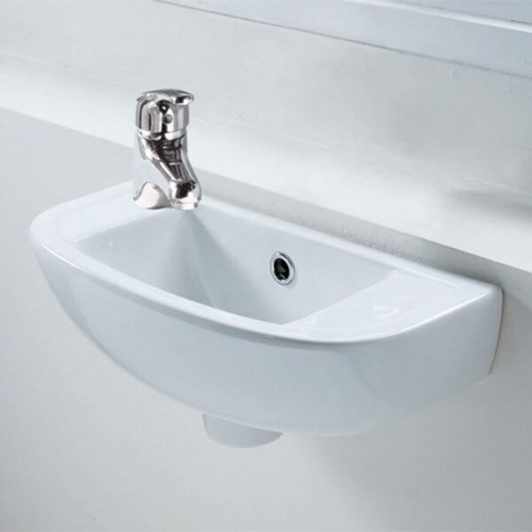 RAK Compact Slimline Wall Hung Basin - 450mm Wide - Alpine White - Image 2