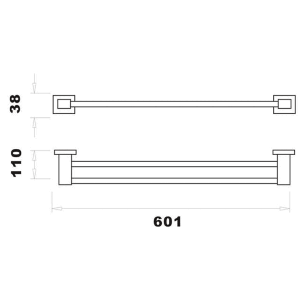 RAK Cubis Double Towel Rail - 601mm Wide - Image 2
