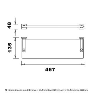 RAK Cubis Glass Shelf - 467mm Wide - Image 2