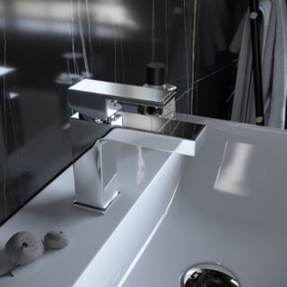 RAK Cubis Mono Basin Mixer Tap With Waste - 1 TH - Chrome - Image 3