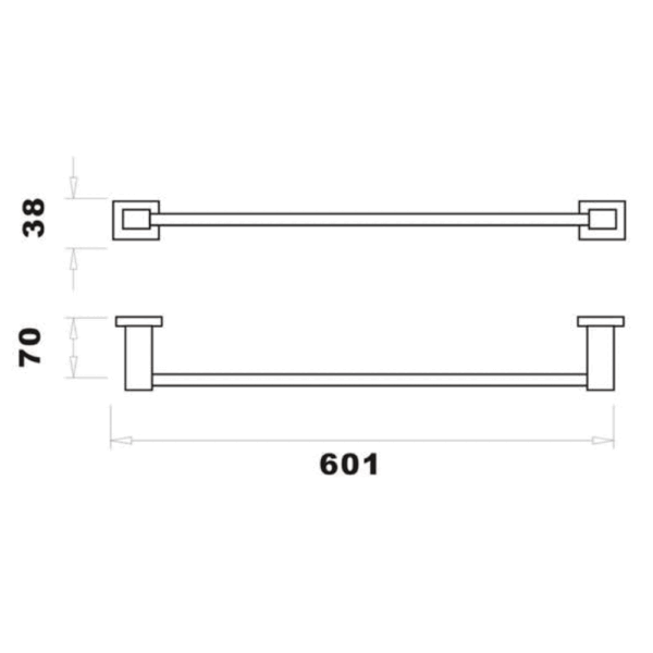 RAK Cubis Towel Rail - 601mm Wide - Image 2
