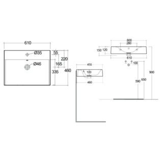 RAK Des Wall Hung Basin - Alpine White - Image 2