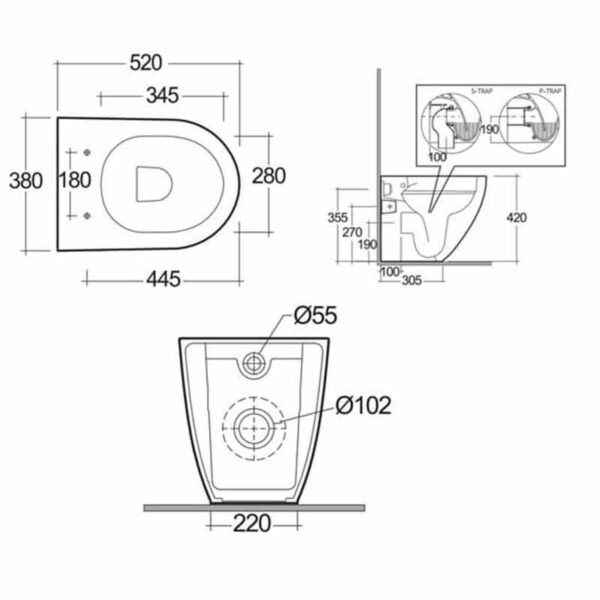 RAK Des Rimless Back To Wall Toilet With Soft Close Seat - Alpine White - Image 5