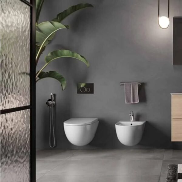 RAK Des Rimless Wall Hung Toilet With Soft Close Seat - Alpine White - Image 2
