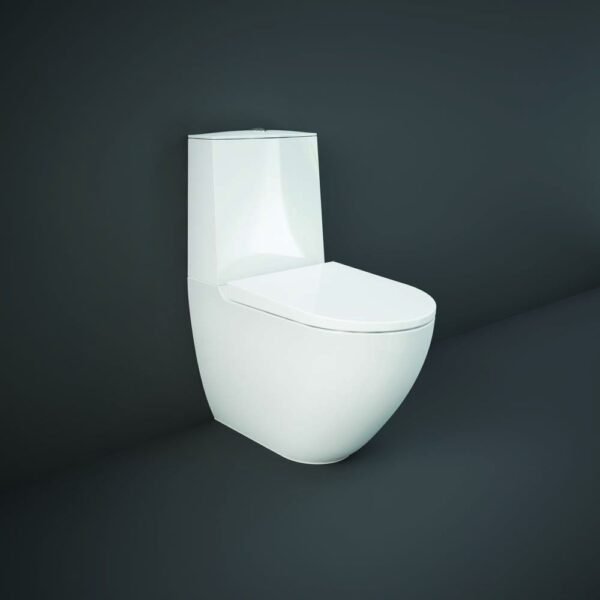 RAK Des Rimless Back To Wall Close Coupled Toilet With Cistern And Soft Close Seat - Alpine White