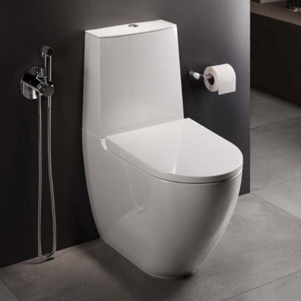 RAK Des Rimless Back To Wall Close Coupled Toilet With Cistern And Soft Close Seat - Alpine White - Image 2