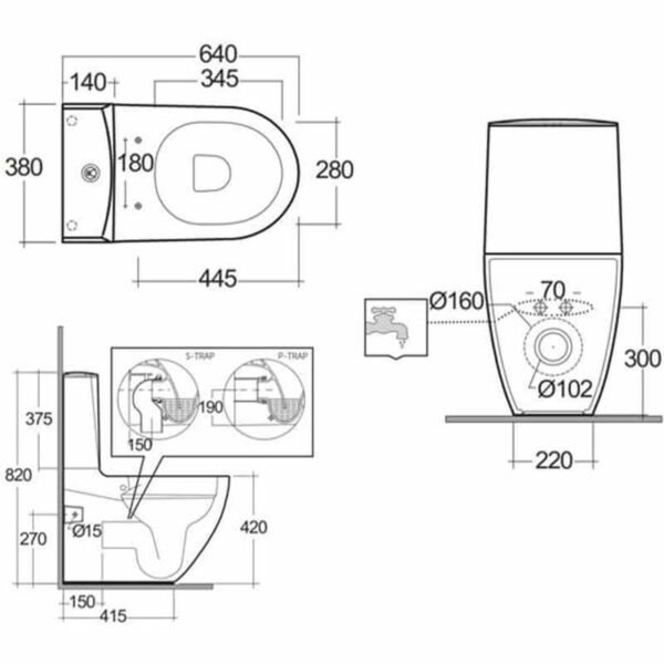 RAK Des Rimless Back To Wall Close Coupled Toilet With Cistern And Soft Close Seat - Alpine White - Image 4