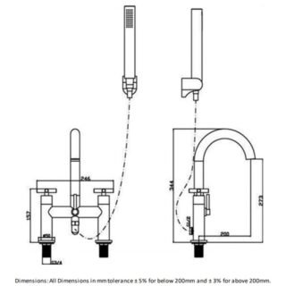 RAK Ella Bath Shower Mixer Tap - 2 TH - Chrome - Image 2