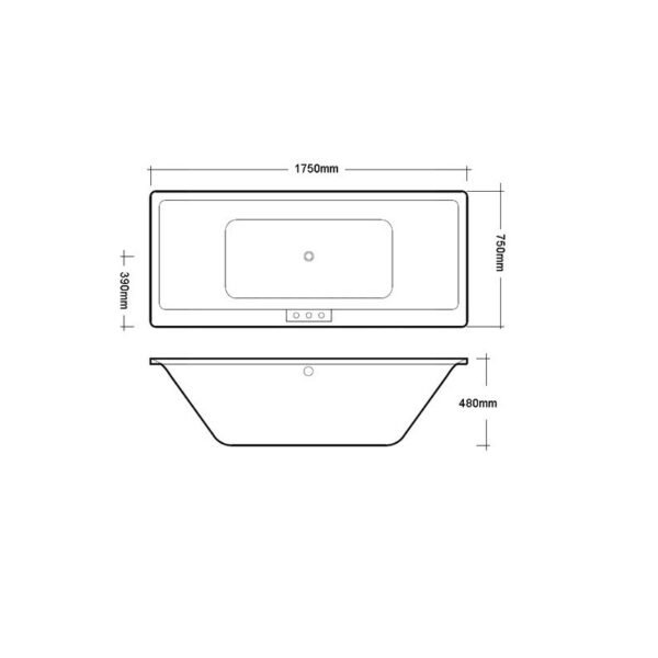 Rak Evolution Double Ended Bath - 1750mm x 750mm - White - Image 2