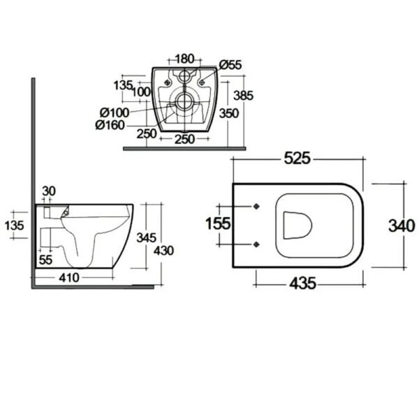 RAK Feeling Rimless Wall Hung Toilet Hidden Fixations With Soft Close Seat - Image 3