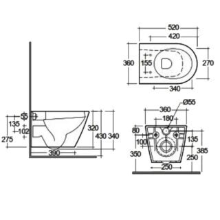 RAK Feeling Rimless Wall Hung Toilet With Soft Close Seat - Image 5