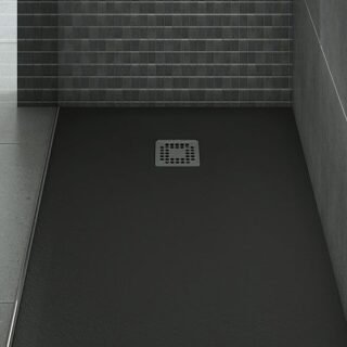 Rak Feeling Stone Effect Rectangular Shower Tray - Black - Image 2