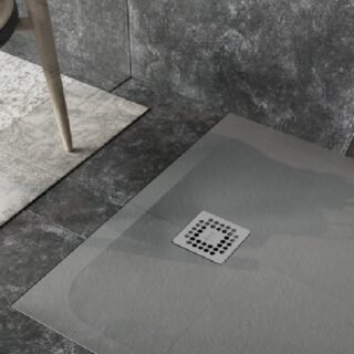 Rak Feeling Stone Effect Rectangular Shower Tray - Grey - Image 2