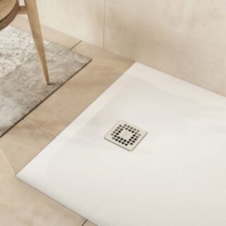 Rak Feeling Stone Effect Rectangular Shower Tray - White - Image 2
