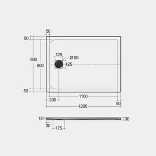 Rak Feeling Stone Effect Rectangular Shower Tray - White - Image 4