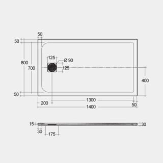 Rak Feeling Stone Effect Rectangular Shower Tray - White - Image 5