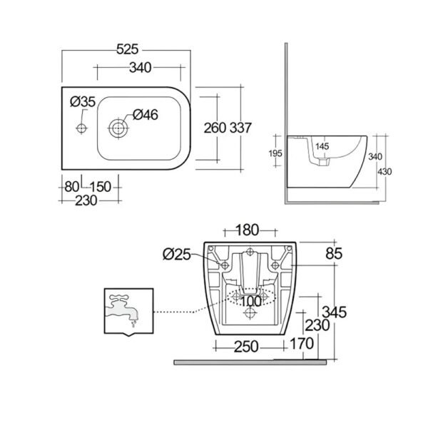 RAK Feeling Wall Hung Bidet - Image 3