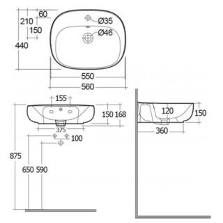 Rak Illusion Wall Hung Basin - Alpine White - Image 3