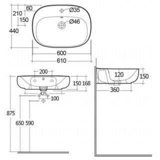 Rak Illusion Wall Hung Basin - Alpine White - Image 4