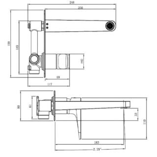 RAK Ischia Wall Mounted Basin Mixer Tap - 2 TH - Image 2