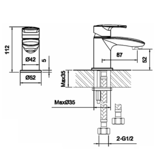 RAK Mercury Mini Mono Basin Mixer Tap - 1 TH - Chrome - Image 2