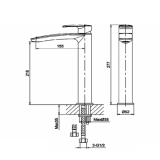 RAK Mercury Tall Basin Mixer Tap - 1 TH - Chrome - Image 2