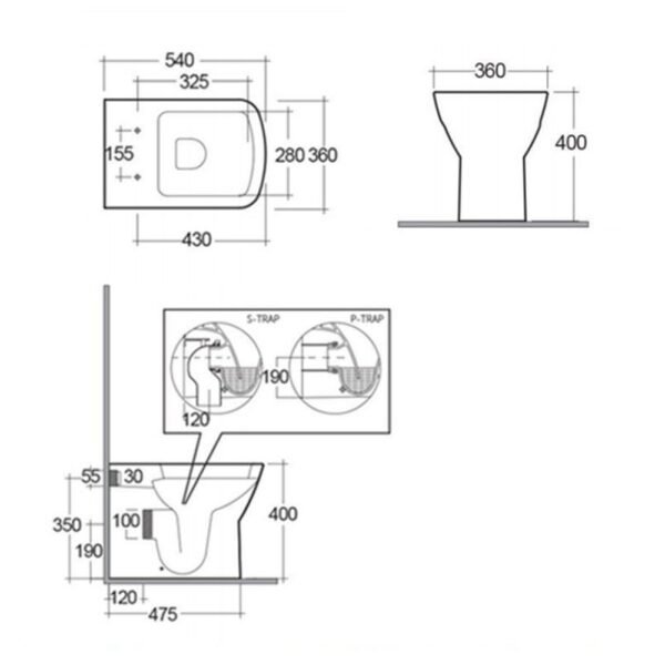 RAK Metropolitan Back To Wall Toilet With Soft Close Seat - White - Image 3