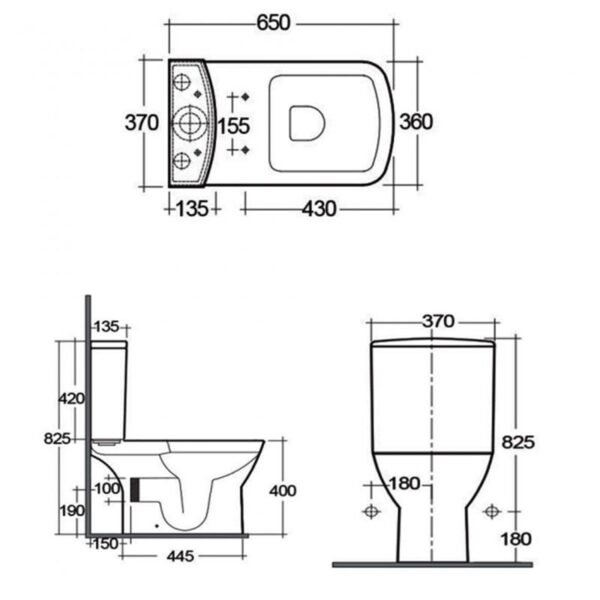 RAK Metropolitan Close Coupled Toilet With Soft Close Seat - White - Image 3