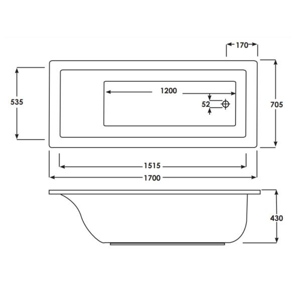 RAK Metropolitan Single Ended Bath - White - Image 3