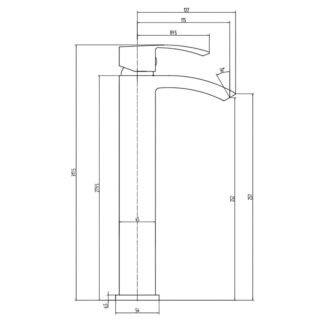 RAK Metropolitan Tall Basin Mixer Tap - 1 TH - Chrome - Image 2