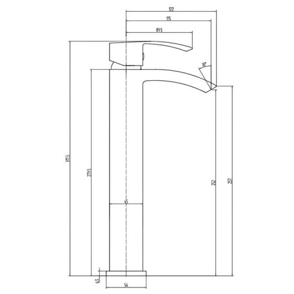 RAK Metropolitan Tall Basin Mixer Tap - 1 TH - Chrome - Image 2
