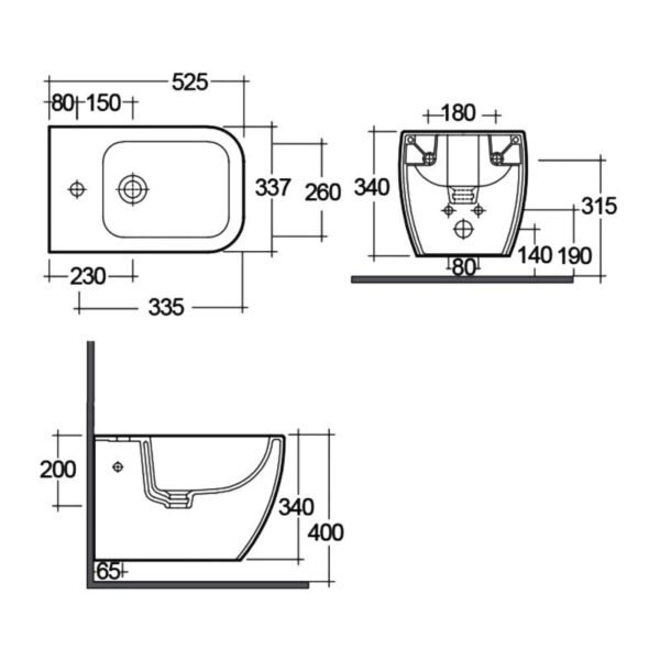 RAK Metropolitan Wall Hung Bidet - White - Image 3