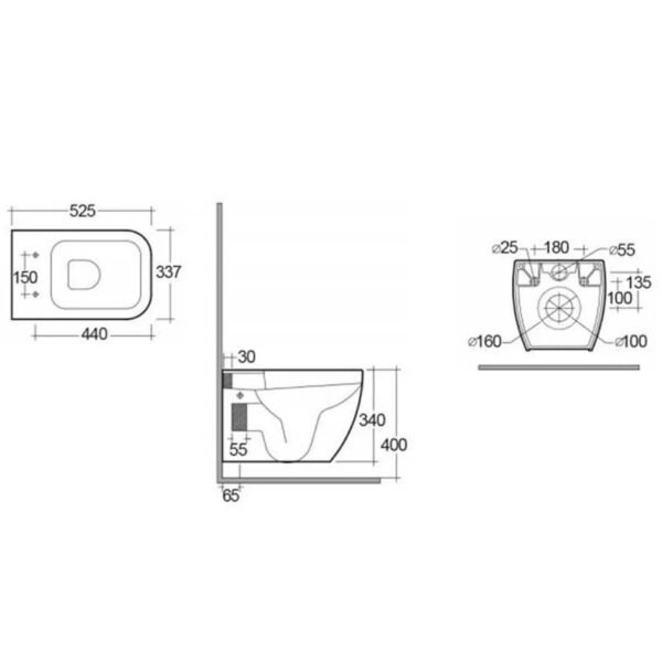 RAK Metropolitan Wall Hung Toilet With Soft Close Seat - Alpine White - Image 2