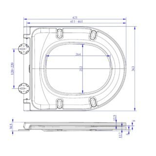 Rak Resort Mini Open Back  To Wall Close Coupled Toilet With Seat - White - Image 6