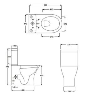 Rak Resort Mini Closed Back  To Wall Close Coupled Toilet With Seat - White - Image 5