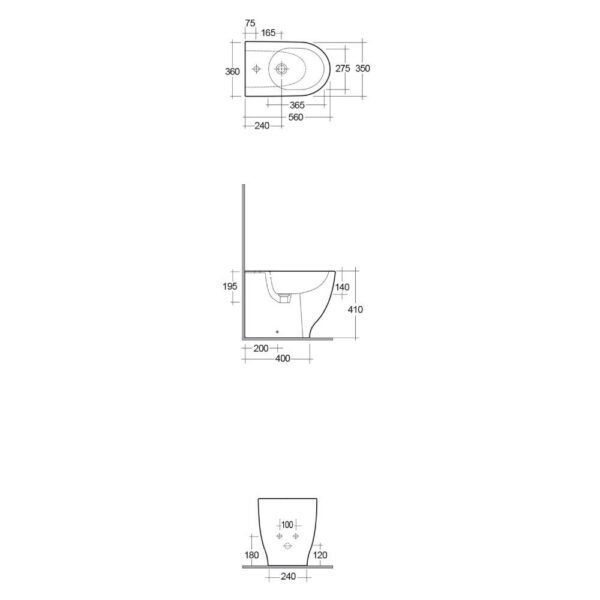RAK Moon Back To Wall Bidet - Alpine White - Image 4