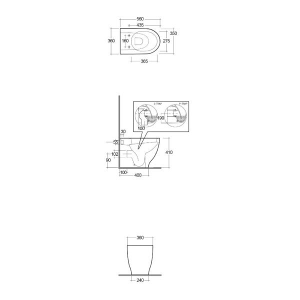 RAK Moon Back To Wall Toilet With Soft Close Seat - Alpine White - Image 5