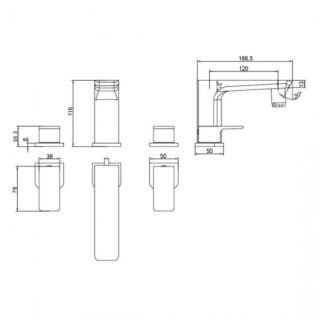 RAK Moon Bath Filler Tap - 3 TH - Image 2
