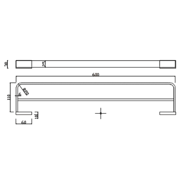 RAK Moon Double Towel Rail - 600mm Wide - Image 2