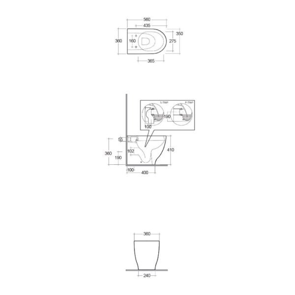 Rak Moon Rimless Wall Hung Toilet With Soft Close Seat - Alpine White - Image 5