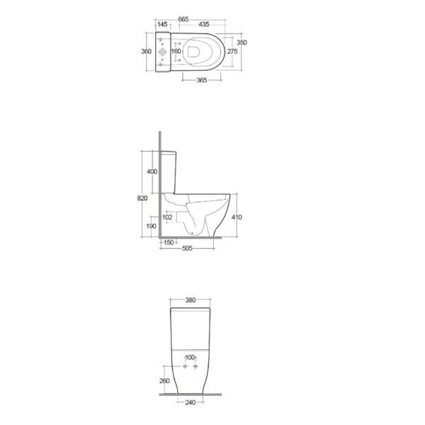 Rak Moon Back To Wall Close Coupled Toilet With Soft Close Seat - Alpine White - Image 3