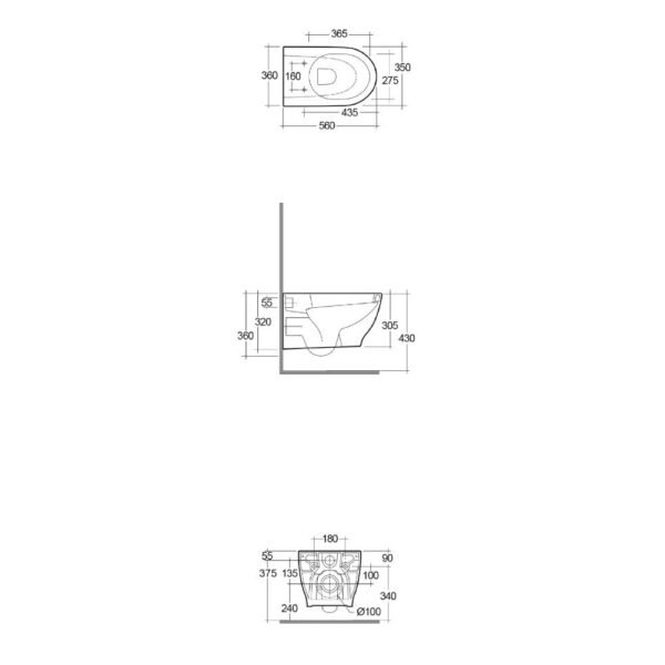 Rak Moon Rimless Wall Hung Toilet Hidden Fixations With Soft Close Seat - Alpine White - Image 3