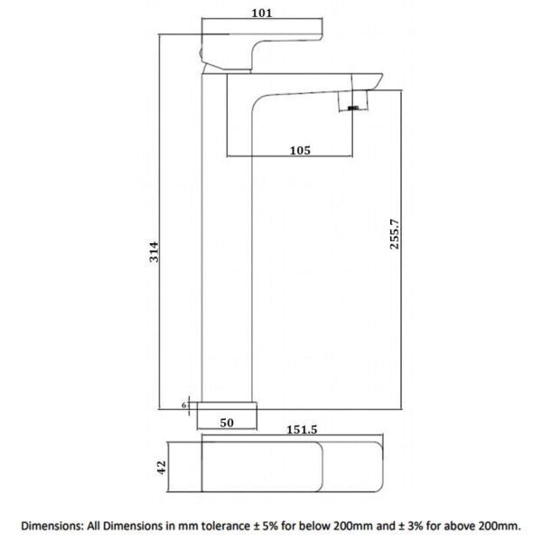 RAK Moon Tall Basin Mixer Tap - 1 TH - Image 2