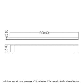 RAK Moon Single Towel Rail - 600mm Wide - Image 2