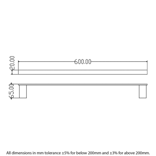 RAK Moon Single Towel Rail - 600mm Wide - Image 2