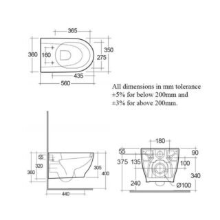 RAK Moon Wall Hung Toilet And Soft Close Seat - White - Image 2